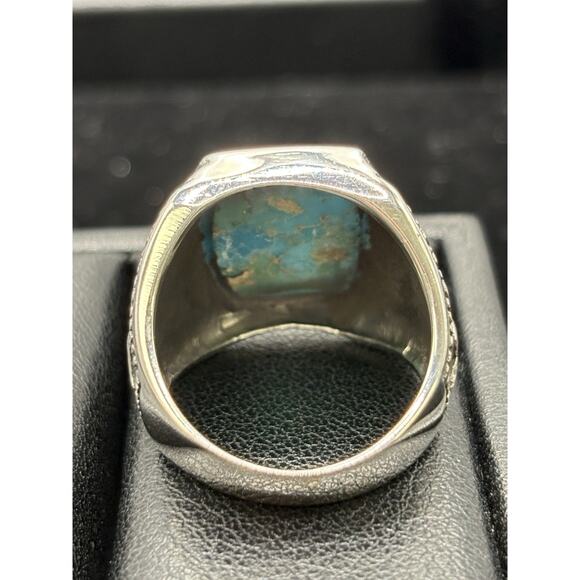 New Condition Sterling Silver Turquoise Ring Turkish Design Size 9 - Picture 10 of 11